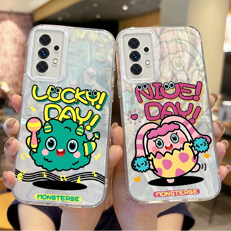 

Cute Little Monster Phone Case For Samsung Galaxy S25 S24 S23 S22 S21 Plus Ultra S24 FE A73 A72 A55 A54 A53 Hard Dustproof Cover