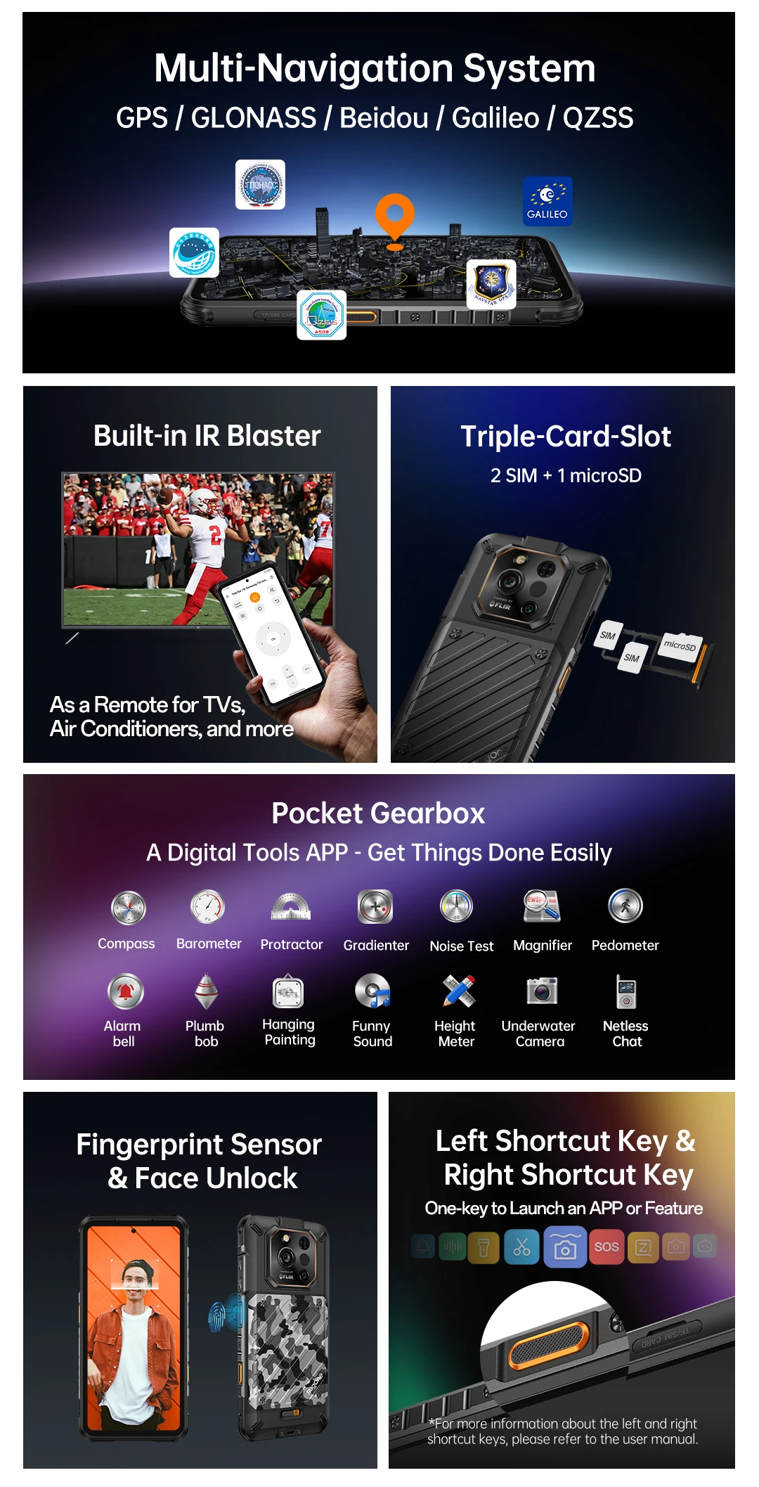 Ulefone RugOne Xever 7 Pro 5G Rugged Phone Thermal Imaging Android 15 Smartphone 512GB ROM 12GB RAM 120Hz AMOLED NFC 5500mAh