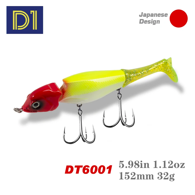 D1 Soft Tail Fishing Lure 152mm/32g Slow Sinking Hybrid Swimbaits Artificial Hard Wobblers For Trout Pike Lures Saltwater Tackle