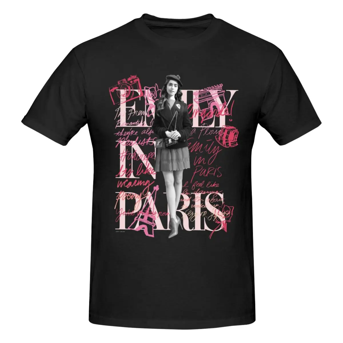 

Мужская футболка Emily In Paris, трендовая, винтажная, оверсайз, с круглым вырезом, хлопковая, с индивидуальным дизайном рукавов, аниме-футболка