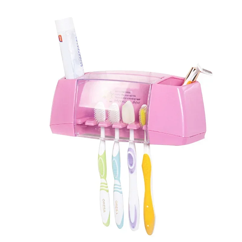 Multifunctional Toothbrush Holder Storage Box Bathroom Cosmetic Accessories Set Creative Strong Sticky Suction Hook Bracket