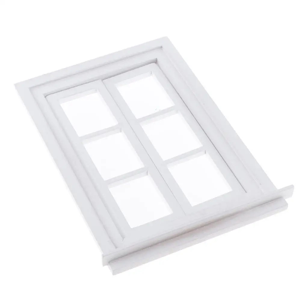 Miniature Wooden Window 6-Pane 1:12 Scale Dolls House Furniture White