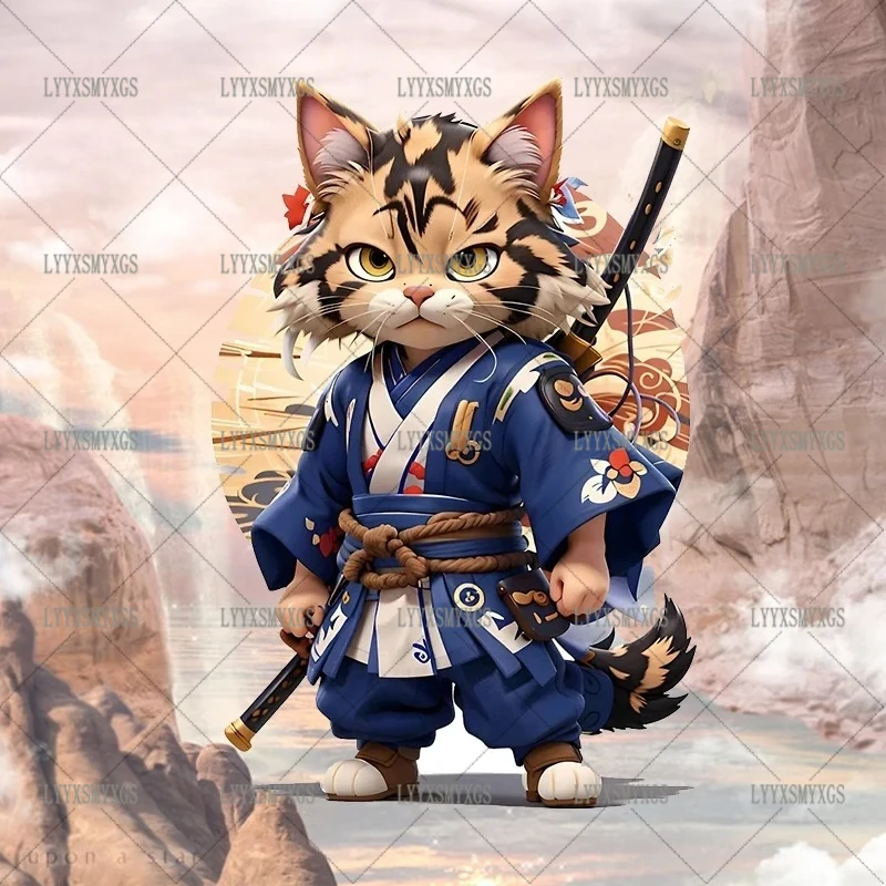 

Self-Adhesive Custom Samurai Art Cool Cat Car Stickers Waterproof Sunscreen Vinyl Decal PVC Wholesale Car Decoration