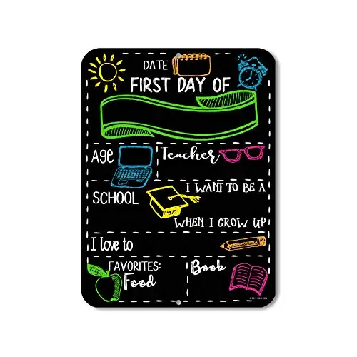 Chalkboard Style First Day of School Photo Prop Tin  Sign - Reusable Easy Clean Back to School - Customizable with LIQUID CHALK