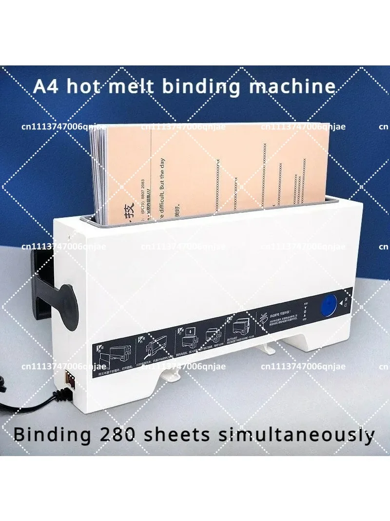 A4 110V Hot Melt Binding Machine, Small Automatic Adhesive for Office Home, 4mm Document Cover Sorting