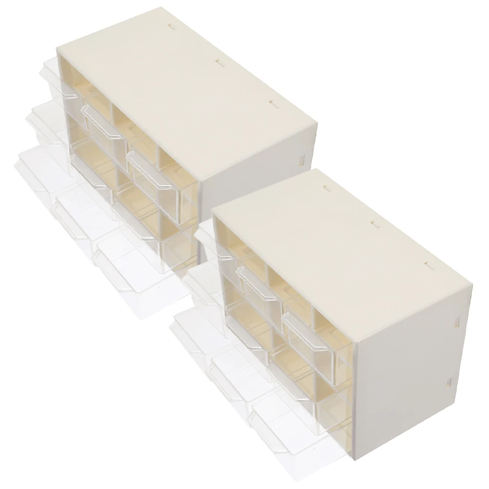 

2Pcs Clear Storage Drawer Box Desktop Organizer Jewelry Tape Holder Multipurpose PP Plastic Box for Office Craft Makeup