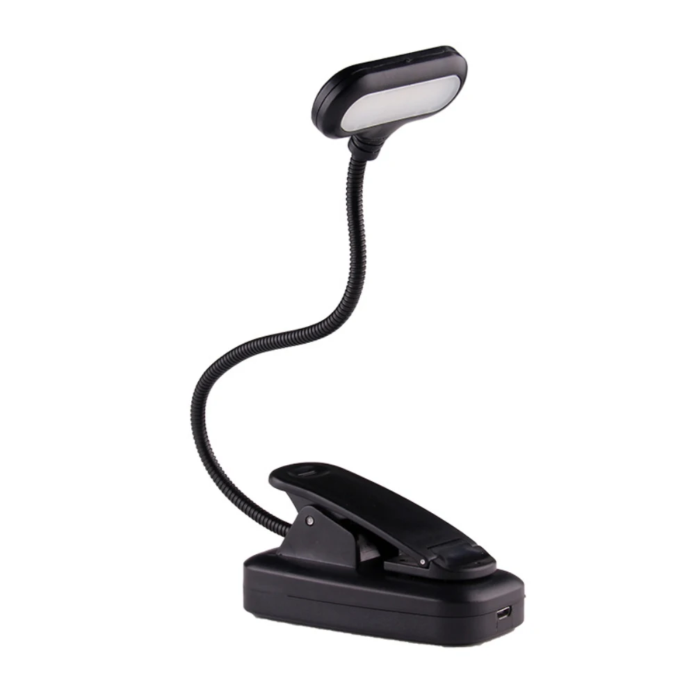 7 LED Book Light USB Rechargeable Reading Light 3-Level Warm Cool White Daylight Portable Flexible Easy Clip Night Reading Lamp