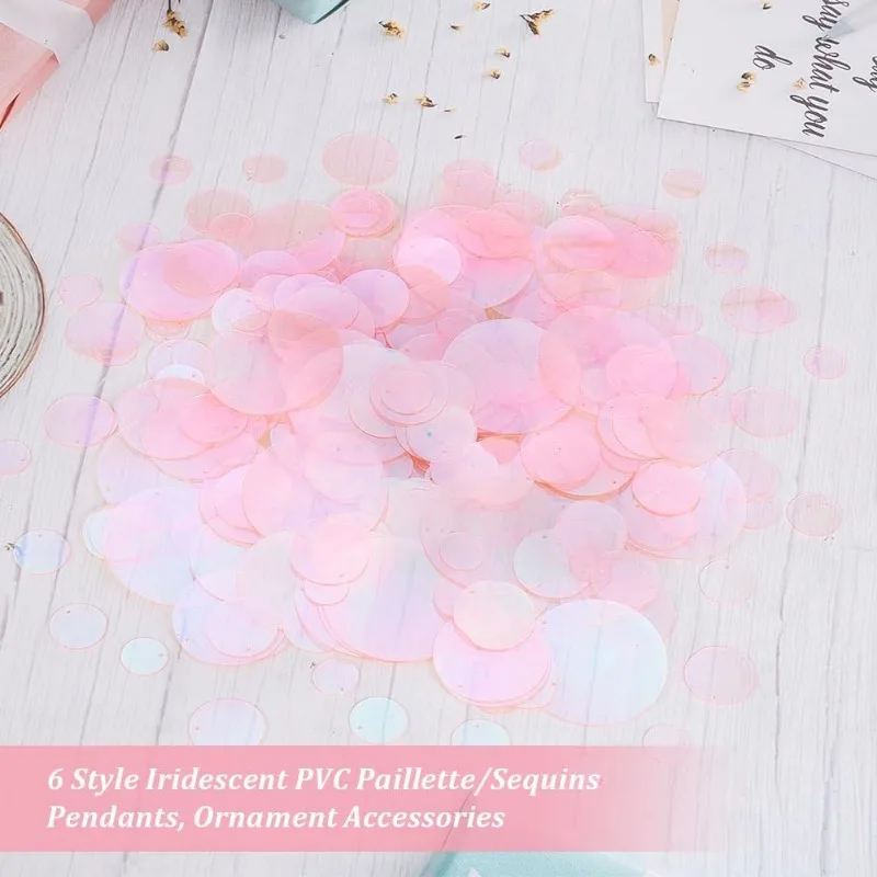 about 700pcs Large Loose Sequins for Crafts Flat Round Sequin Paillettes 15mm/20mm/25mm/30mm/40mm/50mm Iridescent Transparent