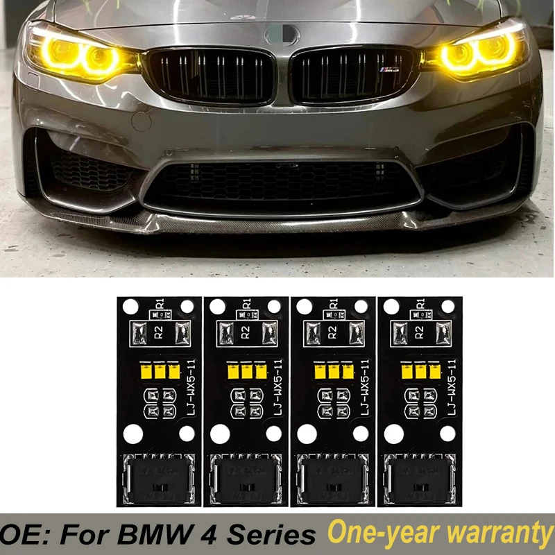 

Комплект из 4 желтых светодиодных плат Angel Eye DRL для BMW 4S F32 F82 M4 F33 F83 M4 F36, светодиодные ксеноновые фары дневного света 63117263051