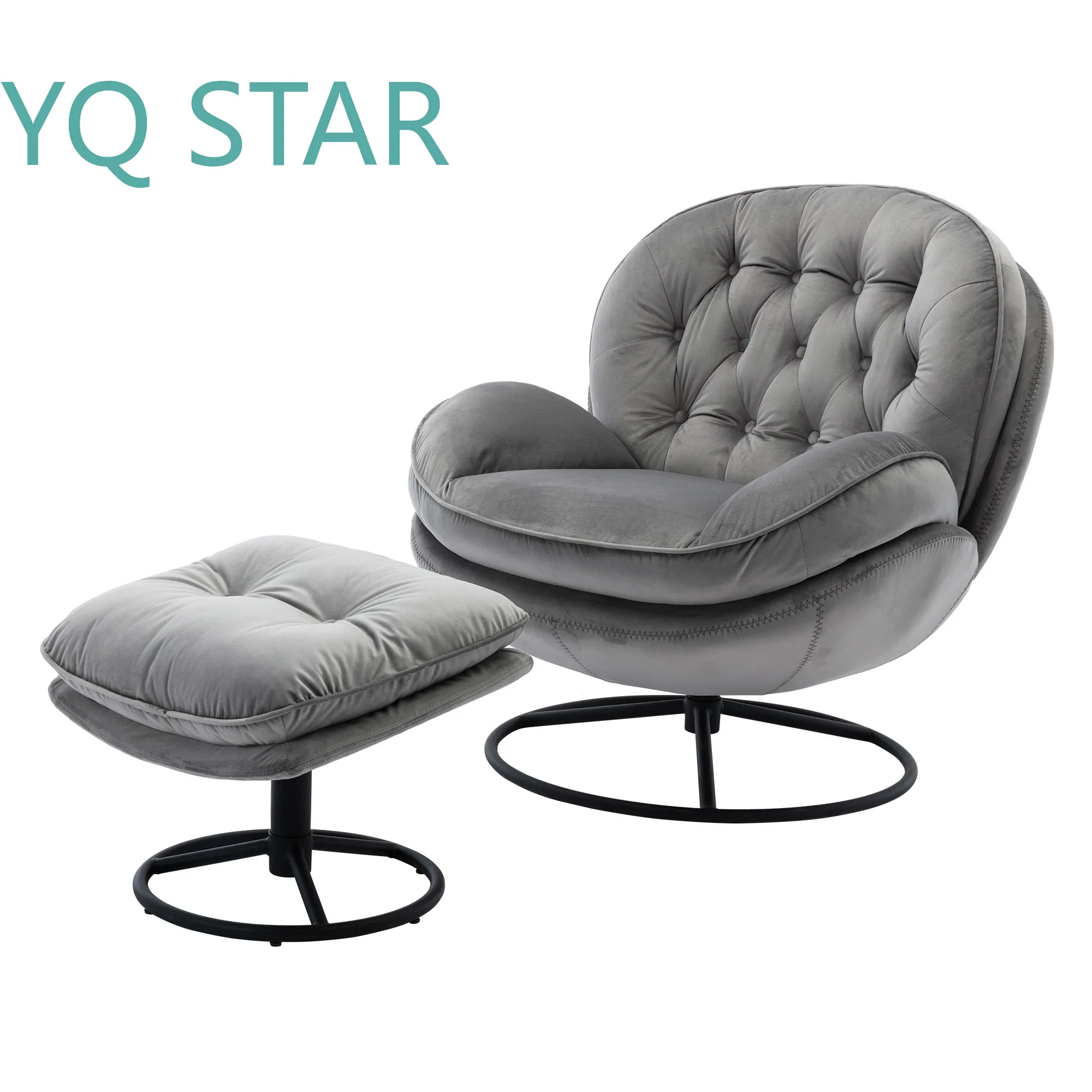 Two-Seater Modern Wingback Swivel Chair with Ottoman for Living Room Relaxation Furniture for Home Office Sofa Seating