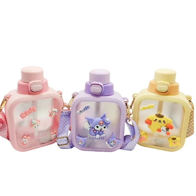 

kuromi Pompom Purin cartoon character water cup cute kawaii children's water cup student cute simple straw cup new wholesale