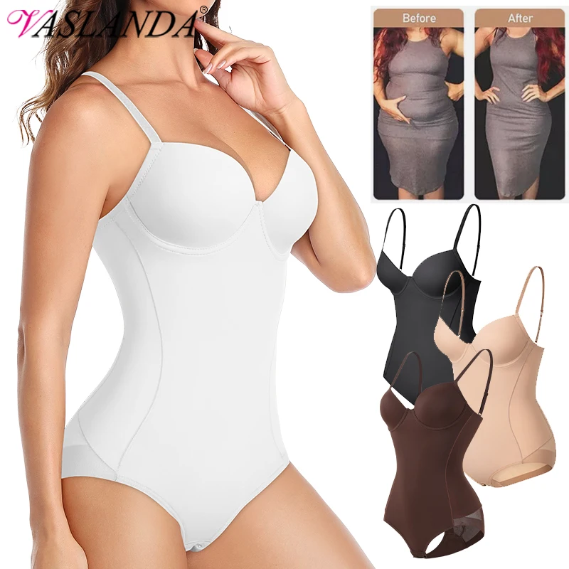 Kobiety urządzenie do modelowania sylwetki białe body pełna bielizna modelująca wbudowany biustonosz topy na ramiączkach seksowna kontrola brzucha wąska bielizna z fiszbinami