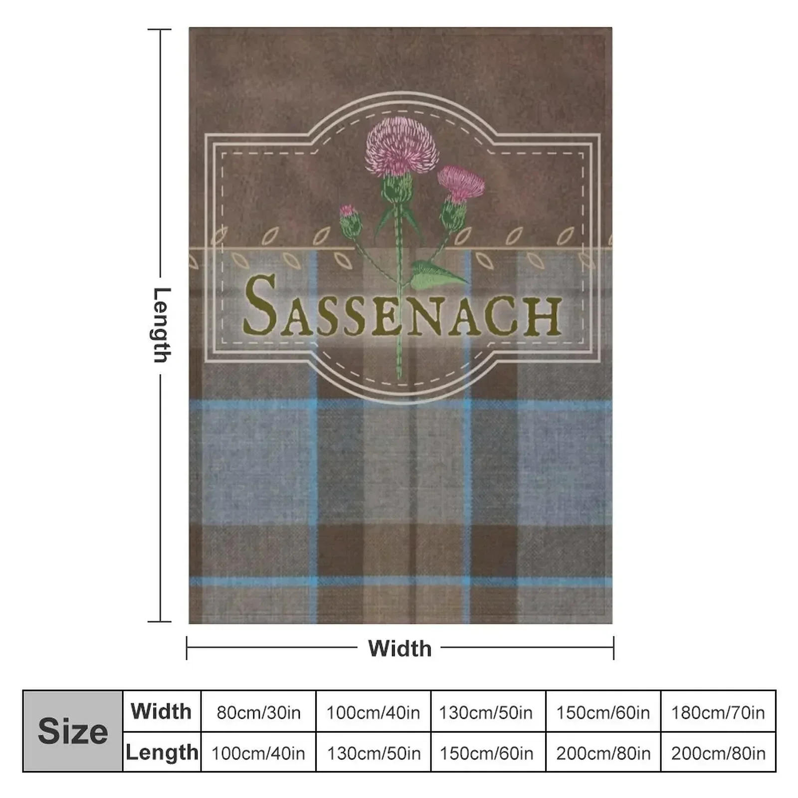 Outlander - Sassenach Leather and Tartan with Thistles and Leaves Throw Blanket Winter beds Beautifuls Blankets