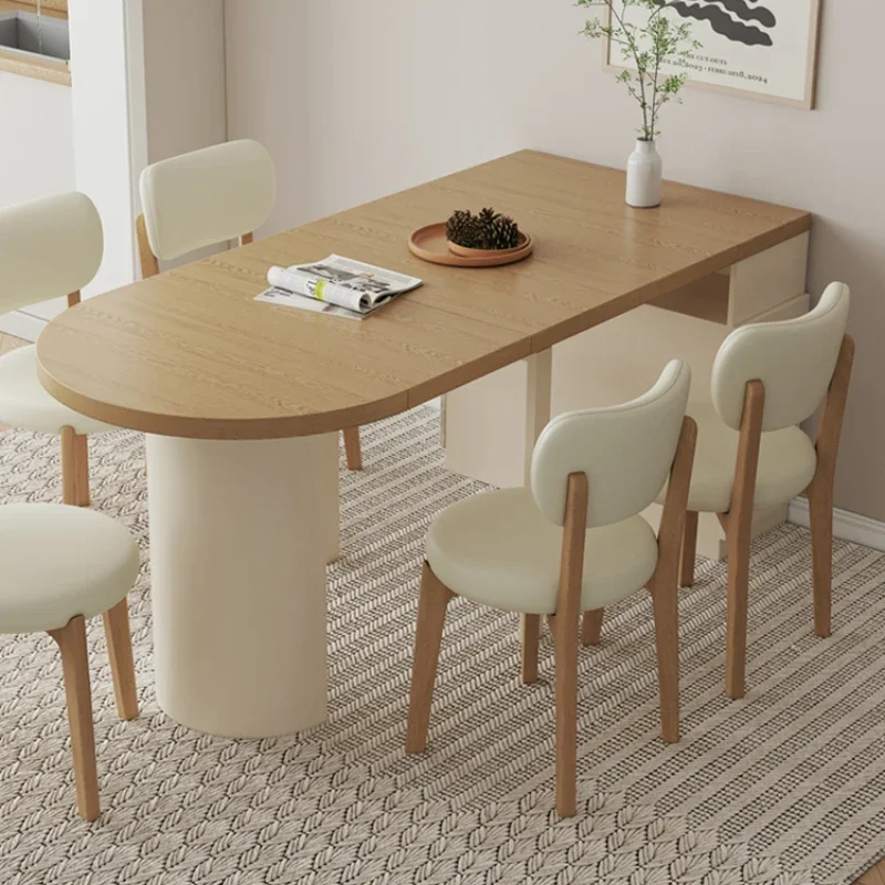 

Multifunctional Wooden Dining Tables Luxury Oval Chairs Space Saving Modern Folding Table Muebles De Cocina Home Furniture