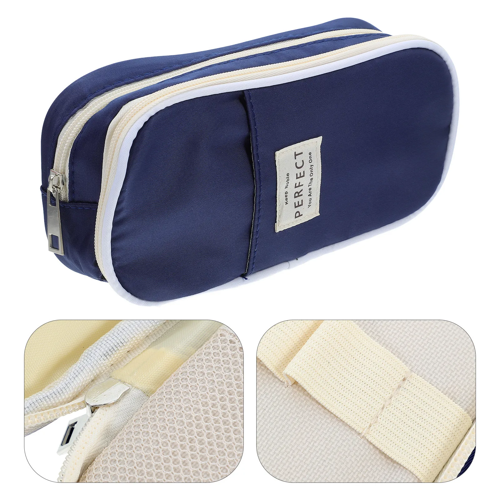 

Large Storage Pencil Case Dark Blue Big Capacity Zippered Pencil Pouch School Office Supplies Desk Organizer for Girls Boys