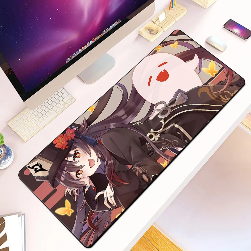Anime Cartoon Girl Hu Tao Mousepad HD Printing Computer Gamers Locking Edge Non-slip Mouse Pad XXL90x40cm Keyboard PC Desk Pad