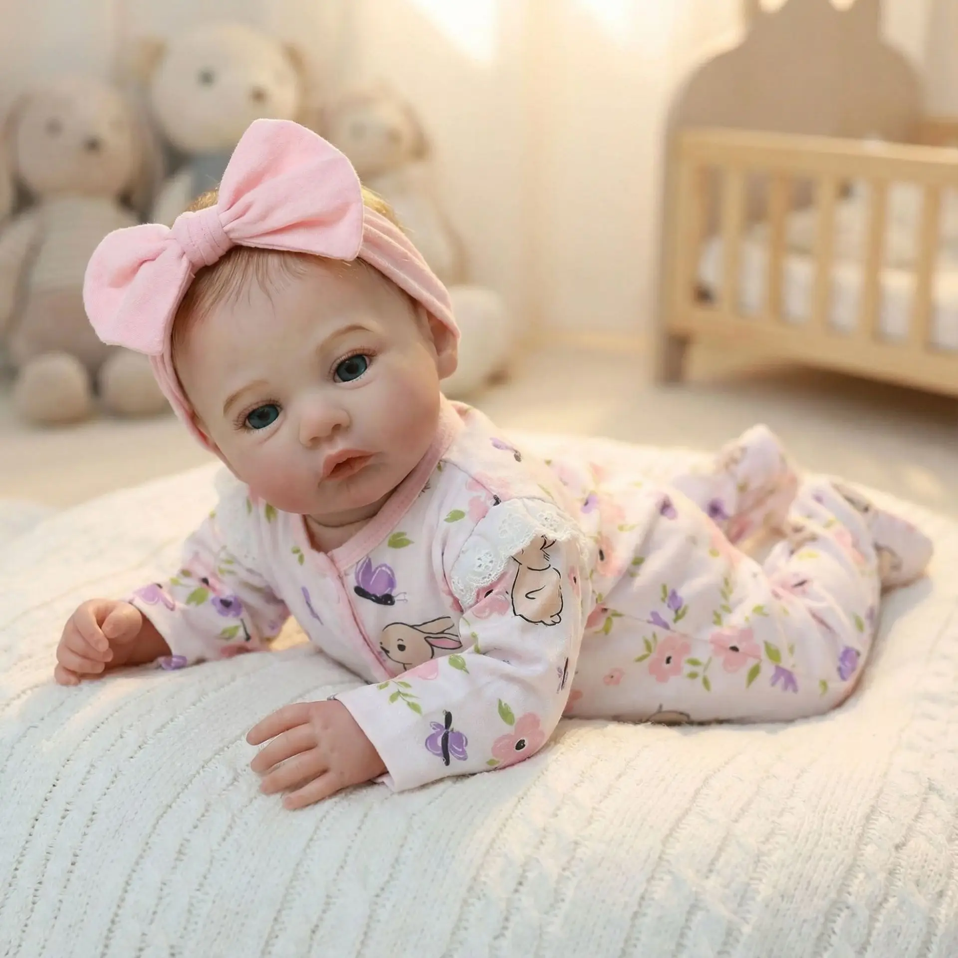 Lovely Soft Silicone Baby Dolls Open Eyes Cloth Body Handmade Newborn Girl Doll, Ideal Birthday Gift for Kids Best Christmas Gi
