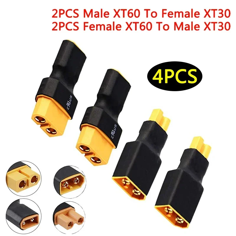 4 unidades/2 pares xt60 para xt30 plug fêmea macho adaptador conversor para drone fpv rc lipo nimh carregador de bateria esc