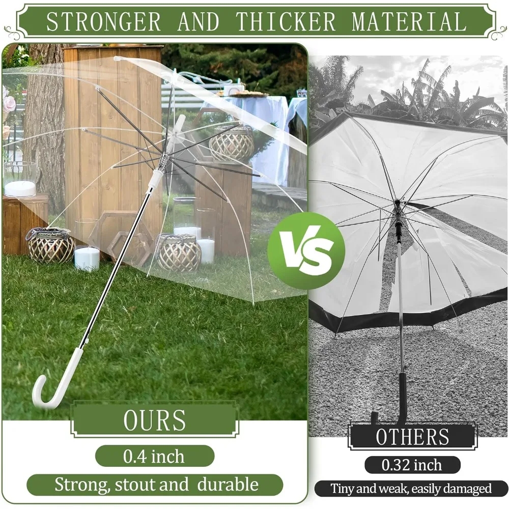 مظلات مطر شفافة عالية الوضوح - متينة وسهلة الاستخدام، مظلات زفاف كبيرة وواضحة للمناسبات الخارجية