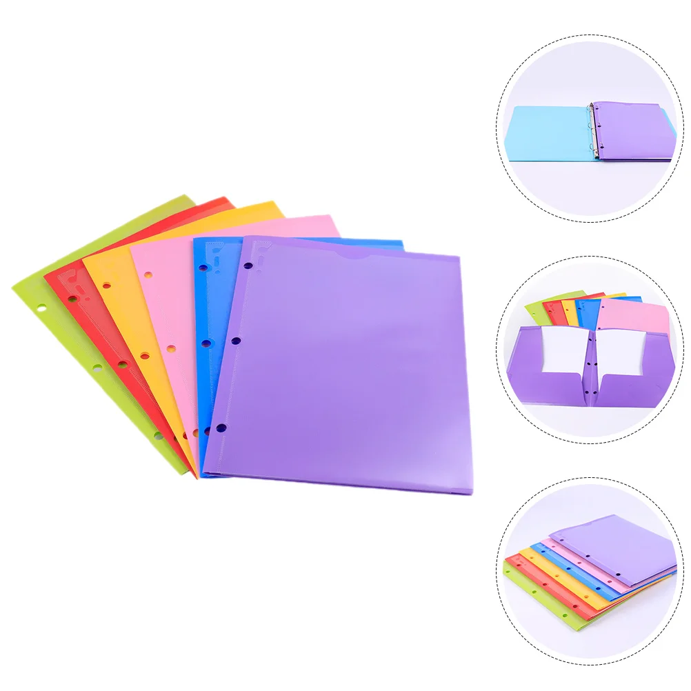 6Pcs Plastic File Folder Office Document Organizer Double Slot Folder for Paper Files Business Use Folders with Pockets