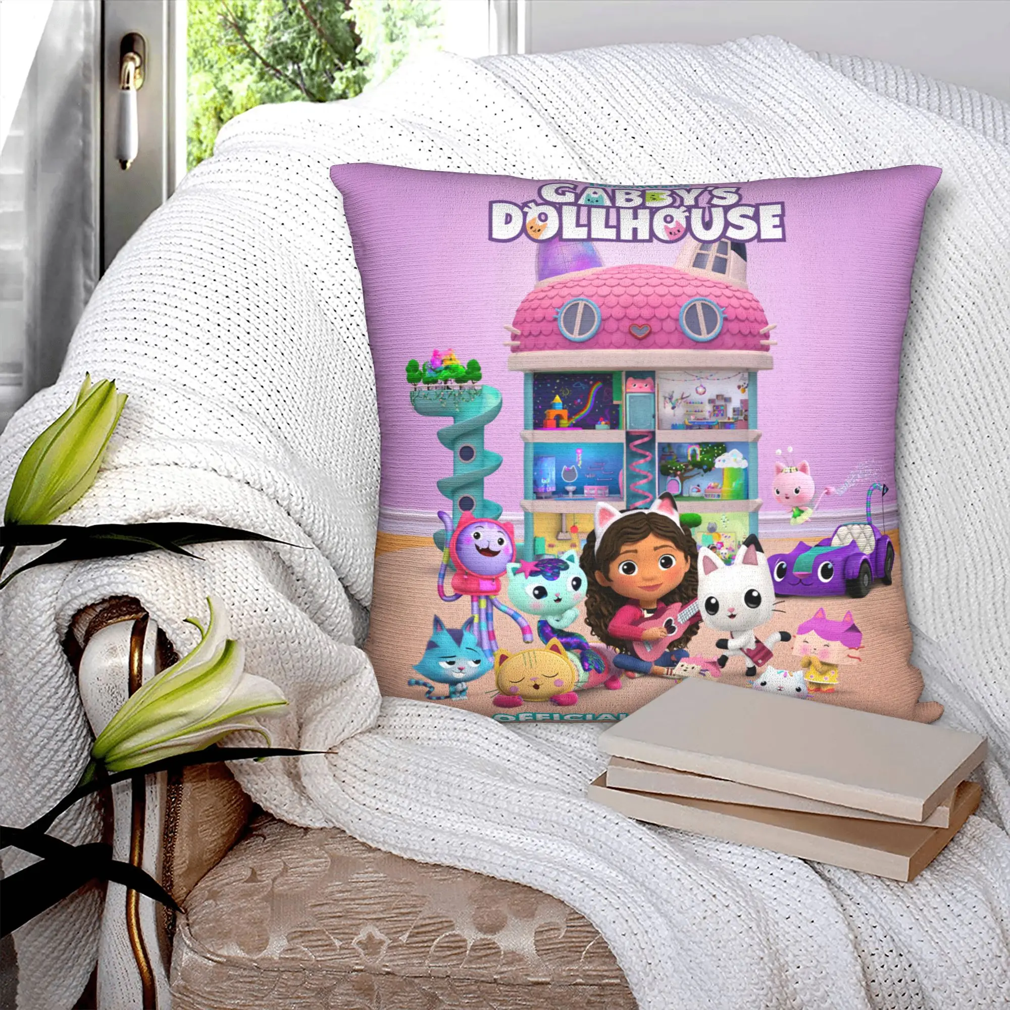 Gabbys Dollhouse Pillow Case Home Decor Fashion Pandy Paws Gabby Mermaid Cat Cushions for Sofa Square Pillowcase