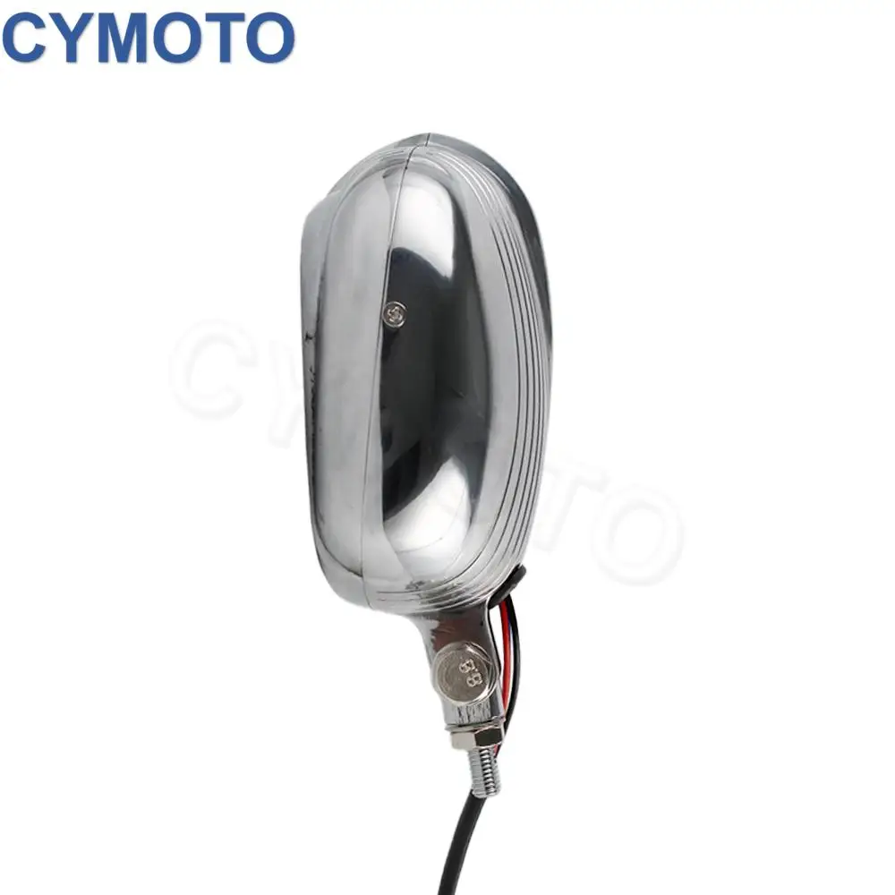 For Harley Retro Vintage Polished Front Motorcycle Headlight Lamp Yellow or Silver Lens Old School Polished Metal Finish
