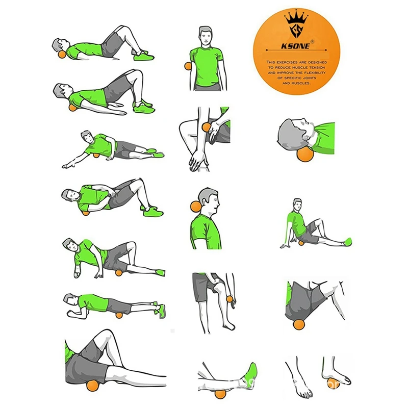 KSONE-Bola de masaje de 2 piezas, 6,3 Cm, Fascia, Bola de Lacrosse, Yoga, relajación muscular, alivio del dolor, Bola de fisioterapia portátil, 1 & 2