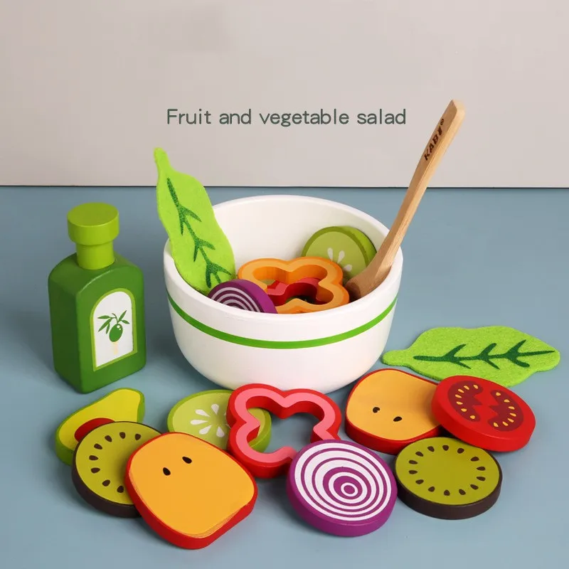 Wooden kitchen food combinations can also be used as decorations, puzzle toys, etc