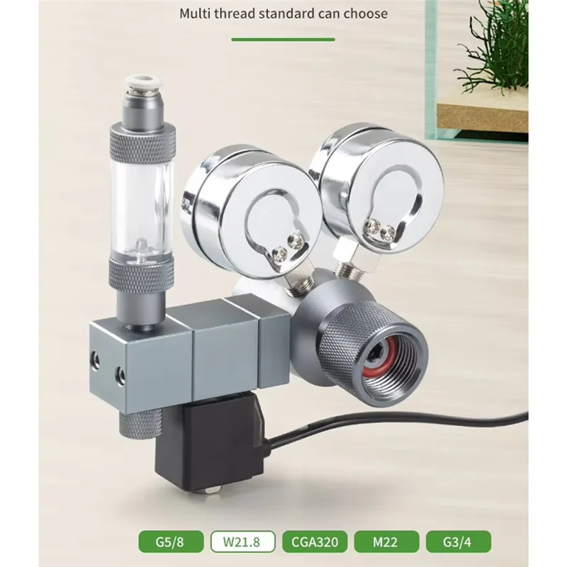 AAAN-Dual Meter Regulator Solenoid Valve Fish Tank Foam Recorder Quick Plug Control System Pressure Reducing Valve US