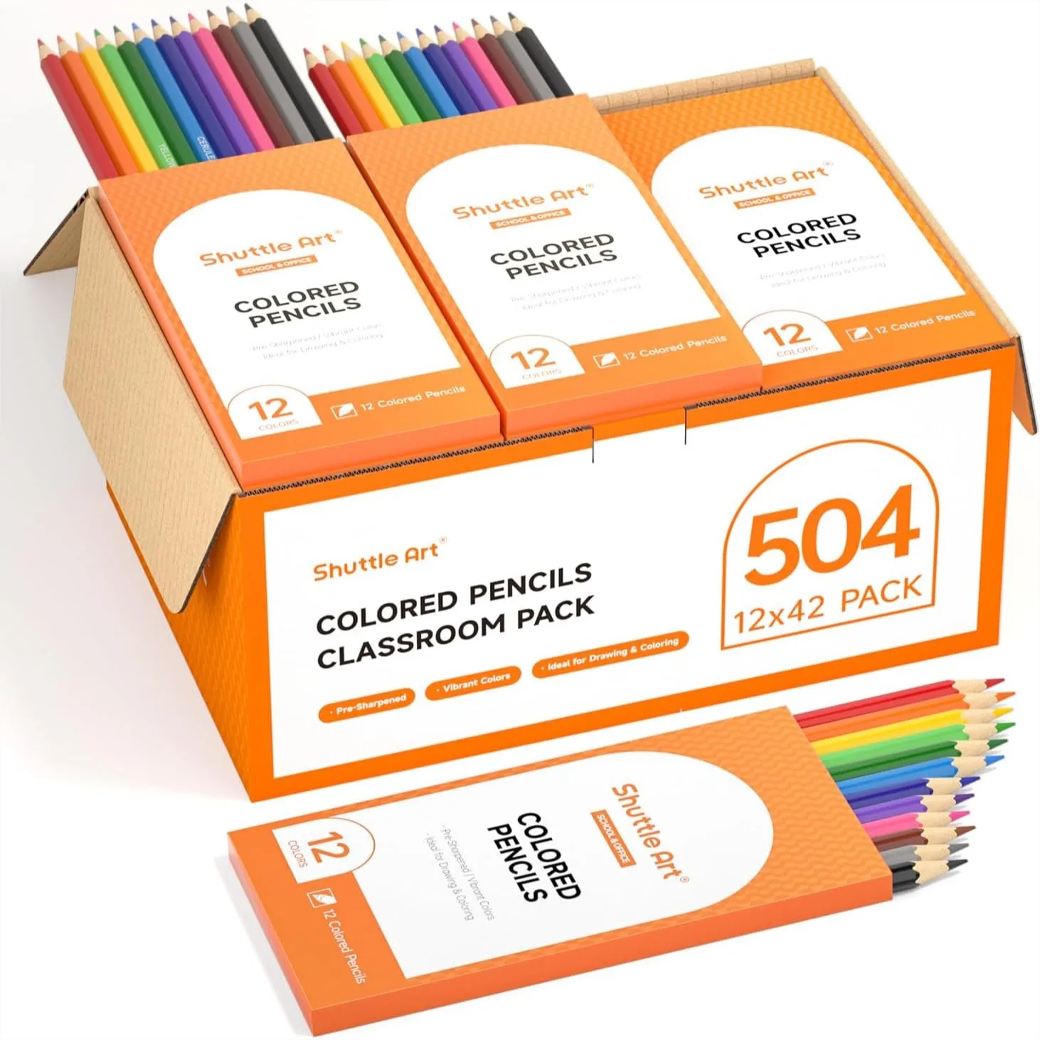 

504 Colored Pencils Bulk Set With 12 Vibrant Colors Pre-sharpened Wood Colored Pencil For Kids Teachers Classroom Essentials Back To School Supplies