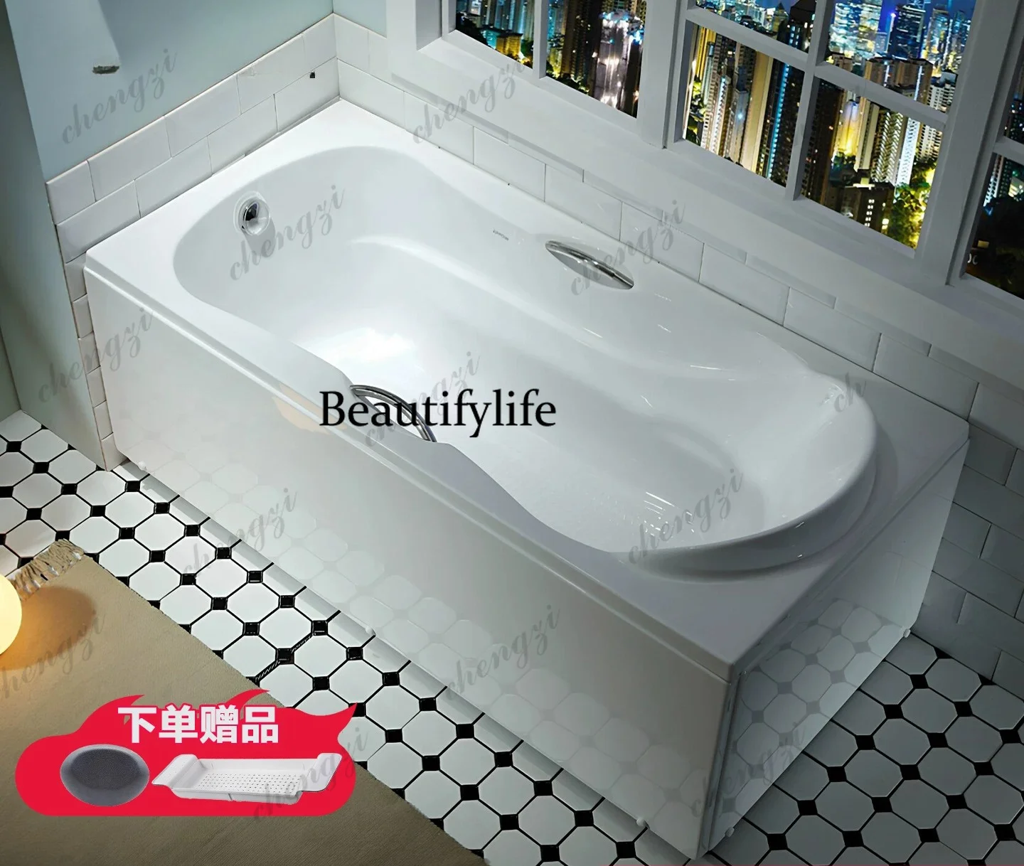 Bathtub single acrylic bubble massage household small apartment adult bath tub