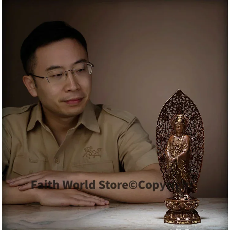 HOME SHOP Worship Efficacious Talisman Protection High-grade 24k gold gilding GUAN YIN Avalokitesvara Buddha bronze statue