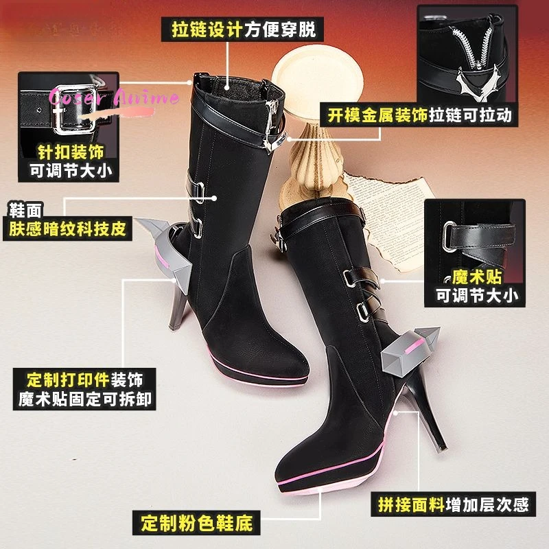

Arknights: Endfield Levantin Cosplay Shoes Black High Heel Long Boots