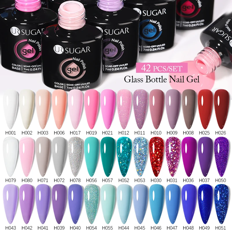 

UR SUGAR 7ml 42/20/12/10Pcs Gel Nail Polish Set Spring Summer Sparkly Cool UV LED Gel Varnish Glass Plastic Bottle DIY Design