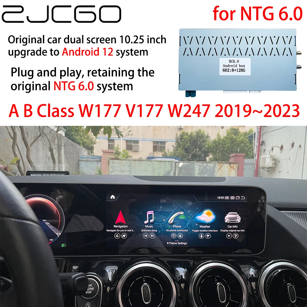 

ZJCGO Original Car Dual 10.25 Inch Screen Upgrade Android 12 System Interface NTG 6.0 for Mercedes Benz A B Class W177 V177 W247