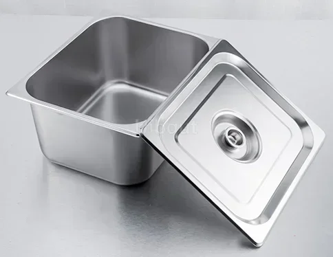 Square pots GN Pan Kitchen 304 stainless steel 1/9 1/6 1/4 1/3 Pan Food Chafing Buffet Gastronorm Containers Lid 0.7 Mm