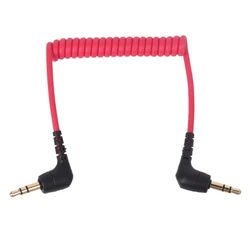 3.5mm TRS Male to Male Coiled Mic Cord Right Angle Connection Line Microphones Phone Camera Adapters Cable for Rode SC2