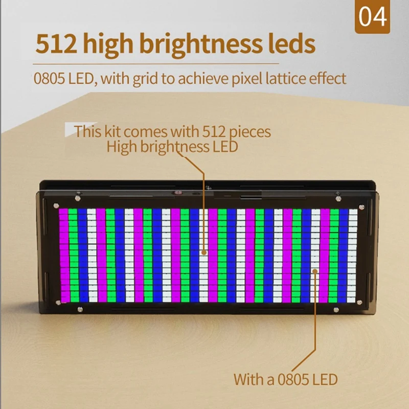 LED Music Spectrum Display DIY Kit 16X32 Rhythm Light Clock 8 Kinds Spectrum Mode SMD Soldering Display Light