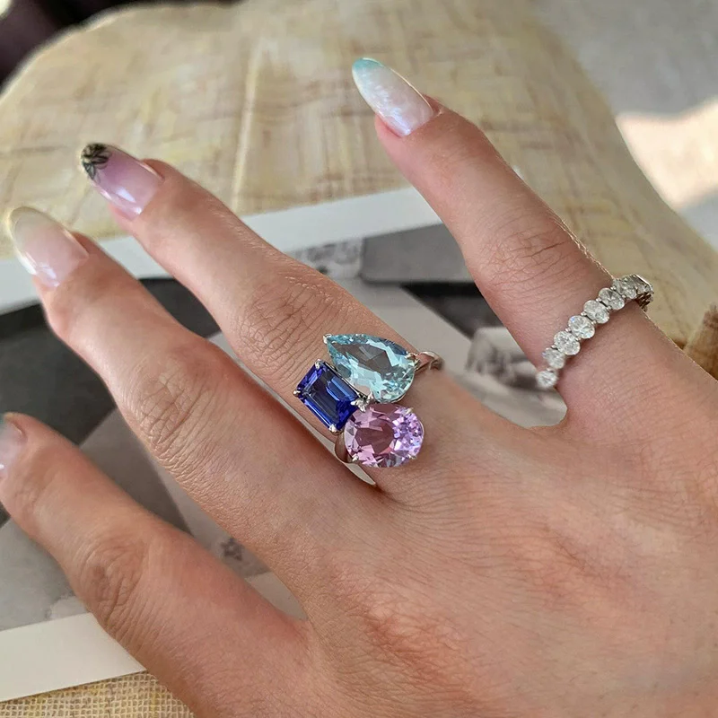 Hip Hop Unique Bling Zircon Adjustable Rings For Women Punk Fashion New Jewelry Accessories Gift Party Rock anillos mujer