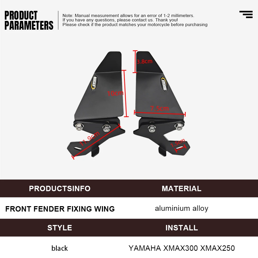 Motorcycle Front fender fixed Wing For Yamaha XMAX300 XMAX 300 XMAX250 2023-2024 adjustable Aerodynamic Winglets