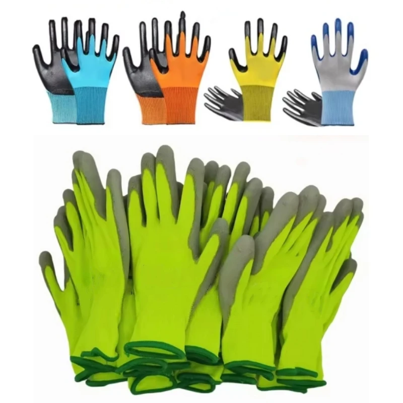 N618 Nylon Nitrile Dipped Work Gloves Oil Resistant Wear Resistant for Construction Auto Repair Factory