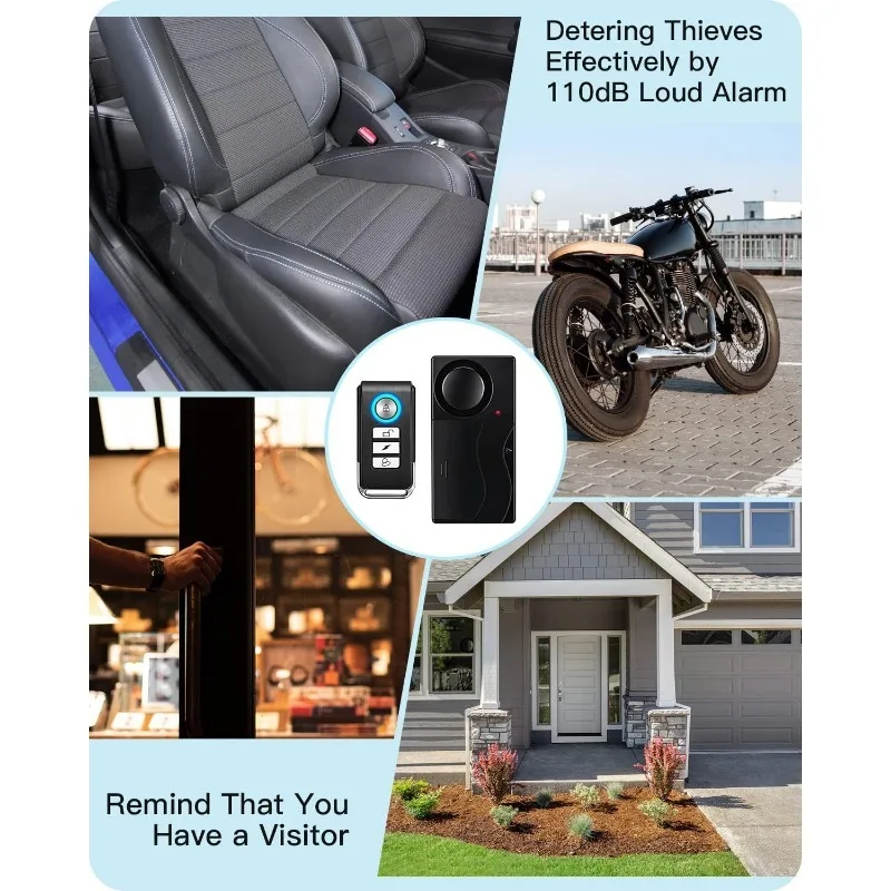 Anti-theft Alarm with Remote Control Wireless Vibration Alarm Door and Window Motorcycle Bicycle Safety Sensor System Smart Home