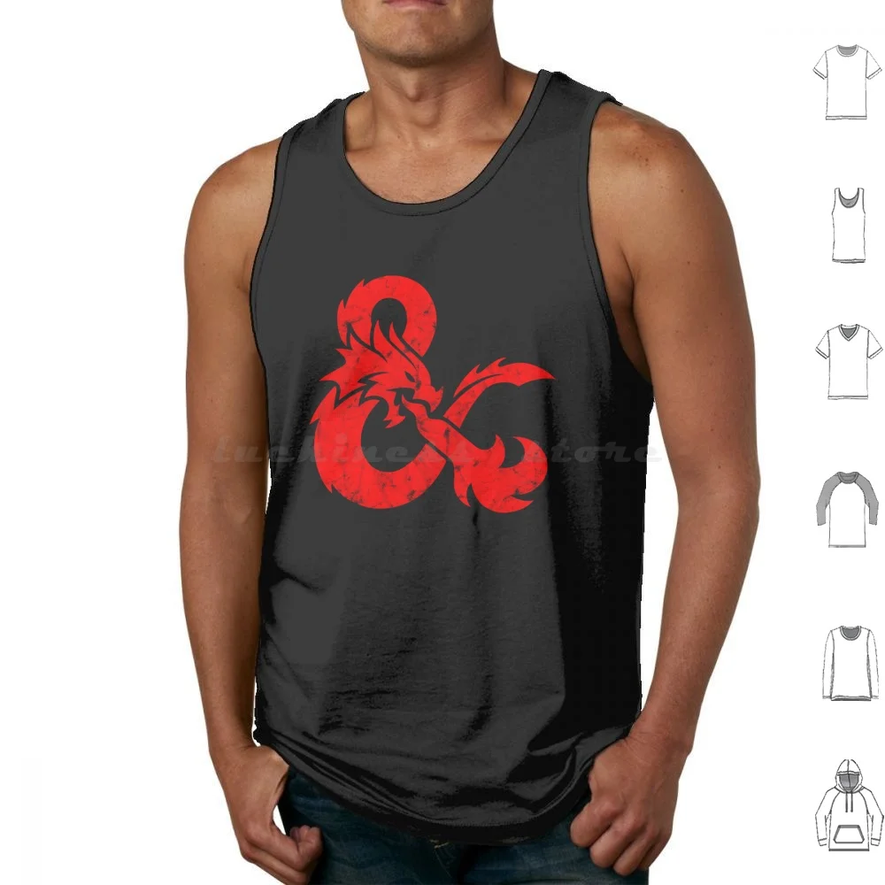 Vintage Dnd Tank Tops Print Cotton D20 D And D Dnd Dragon Master Gamer Gaming Knight Role Playing Game Rpg Sword Tabletop