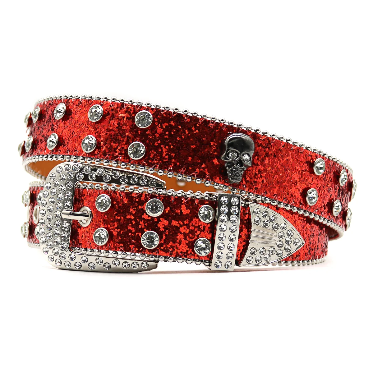 Fine Y2K Skull Rhinestones Belts Quality Western Cowgirl Cowboy Diamond Bling Luxury Designer Brand Style