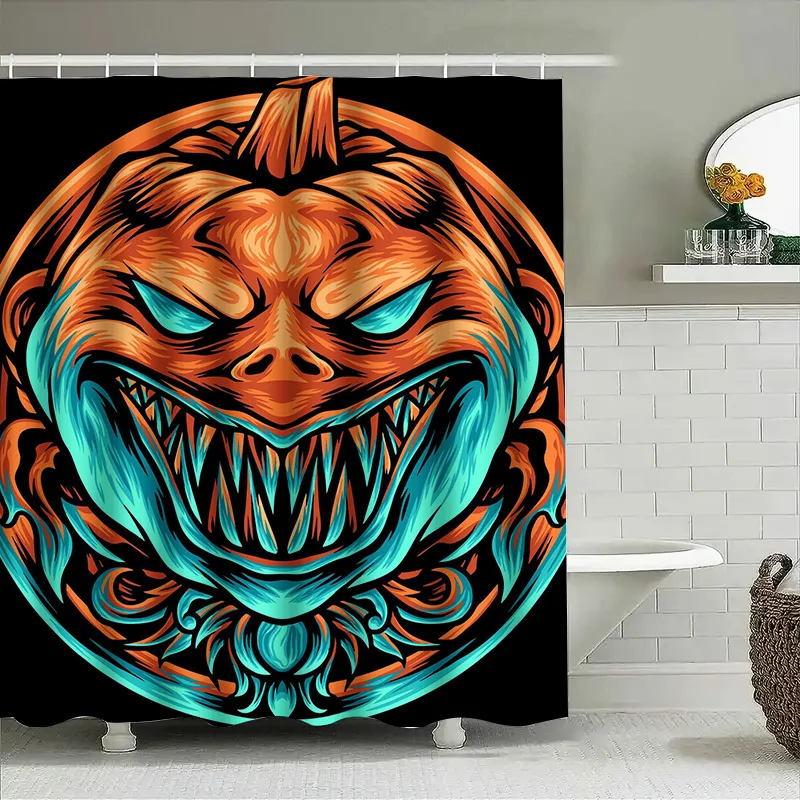 

Tuniu Dark Demon Shower Curtain Spooky Horror Room Decor Aesthetic Blackout Curtain for Bathroom Bedroom