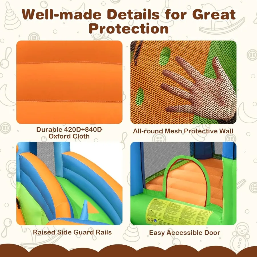 Tobogán acuático inflable, casa gigante de rebote para parque acuático 7 en 1 para patio trasero al aire libre, piscina contra salpicaduras, cañones de agua y paredes trepadoras,