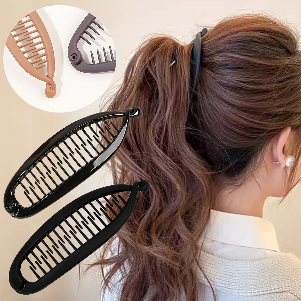 5pcs Matte Fish Shaped Hairpin Ponytail Banana Hair Clip Clamp Barrettes Twist Headband For Women Hair Accessories Hairgrips