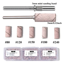 #120 #150 #180 Mini Nail Sanding Bands Nail Drill Bits Mandrel For Remove Nail Polish Gel Dead Skin Calluses Cutter Drill Bit