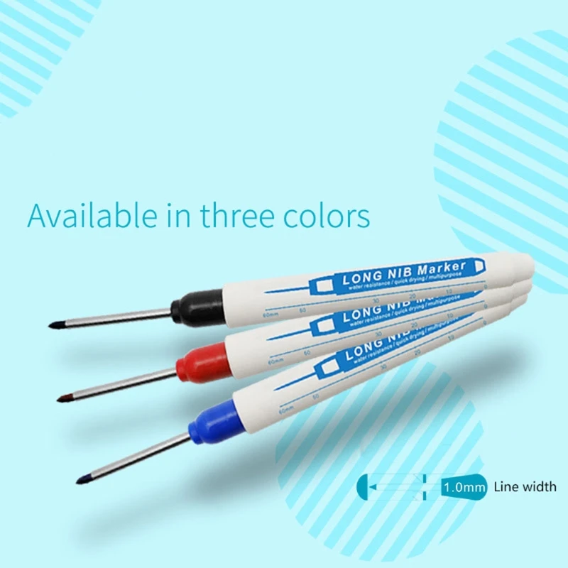 Waterproof Deep Hole Pen for DIY Carpentry Furniture Decoration Book Shelf Hole Position Multi-purpose Black Blue Drop Shipping