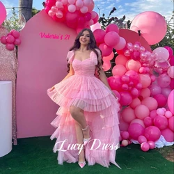 Lucy Pink Wedding Dress Party Evening Elegant Luxury Celebrity Mesh Dresses Gala Dresses Woman 2024 for Party Coming of Age Cere